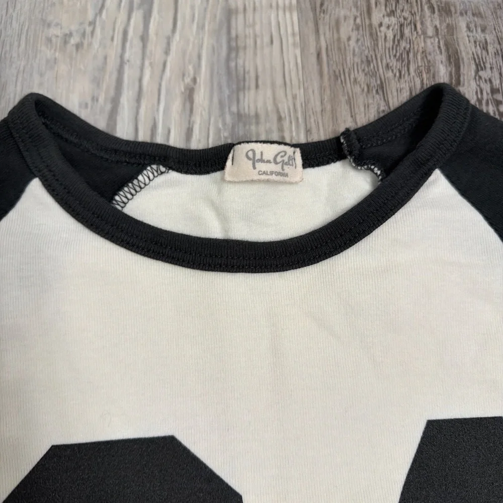 Brandy Melville John Galt black and white baseball tshirt fits size xs-s - Picture 2 of 2